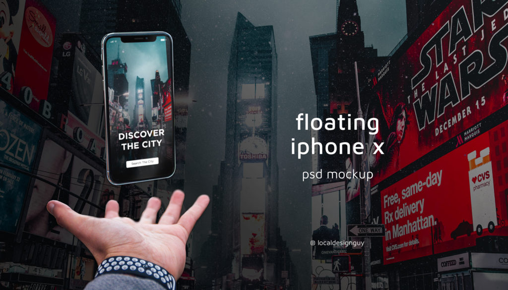 Free Floating iPhone X Mockup