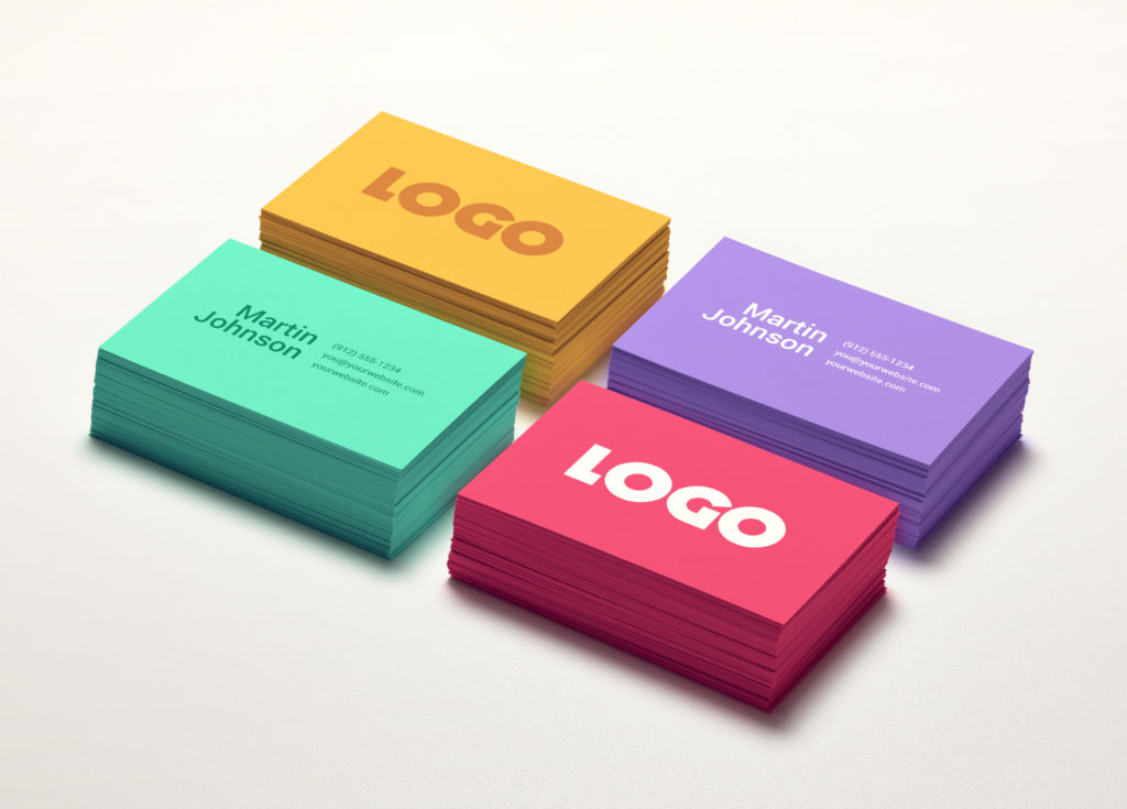colorful business card mockup