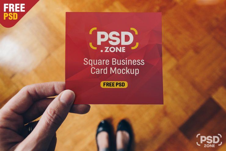 Free Square Business Card Mockup PSD