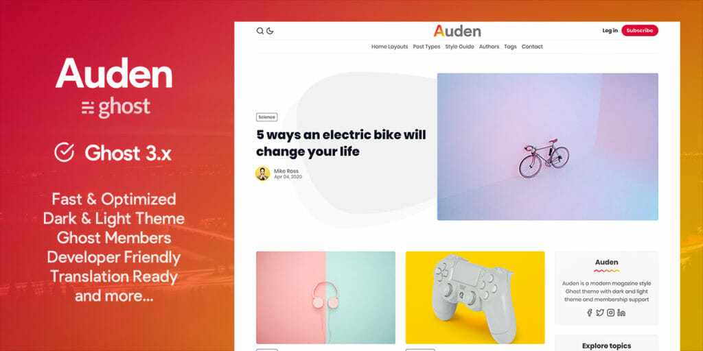 auden - membership theme for ghost