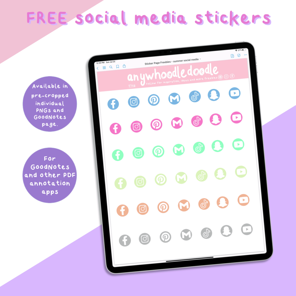 Social Media Stickers for Goodnotes